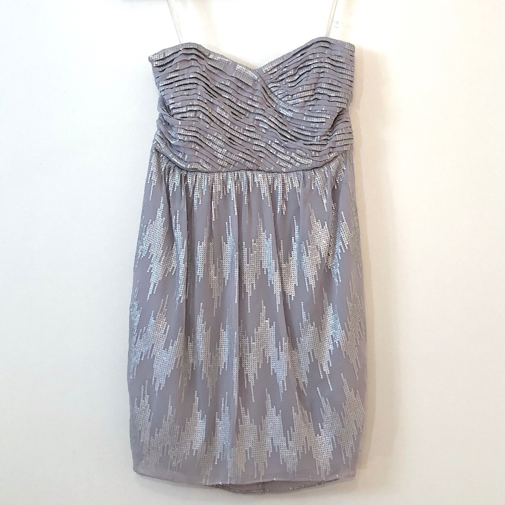 Shoshanna Sequin Strapless Dress with Pockets